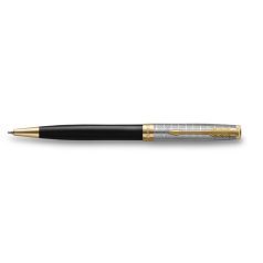   PARKER Golyóstoll, 1 mm, metál fekete tolltest, arany klip, PARKER "Royal Sonnet Premium", fekete