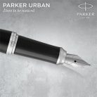 PARKER Töltőtoll, ezüst színű klip, matt fekete színű tolltest, PARKER "Royal Urban Twist"