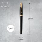 PARKER Töltőtoll, arany színű klip, matt fekete színű tolltest, PARKER "Royal Urban Twist"