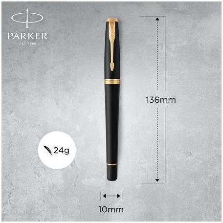 PARKER Töltőtoll, arany színű klip, matt fekete színű tolltest, PARKER "Royal Urban Twist"