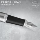PARKER Töltőtoll, ezüst színű klip, rozsdamentes csiszolt tolltest, PARKER "Royal Urban Twist"