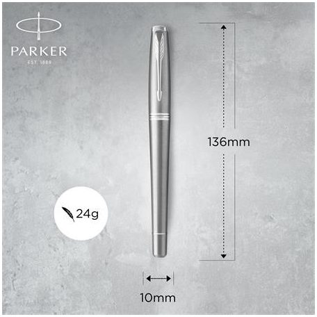PARKER Töltőtoll, ezüst színű klip, rozsdamentes csiszolt tolltest, PARKER "Royal Urban Twist"