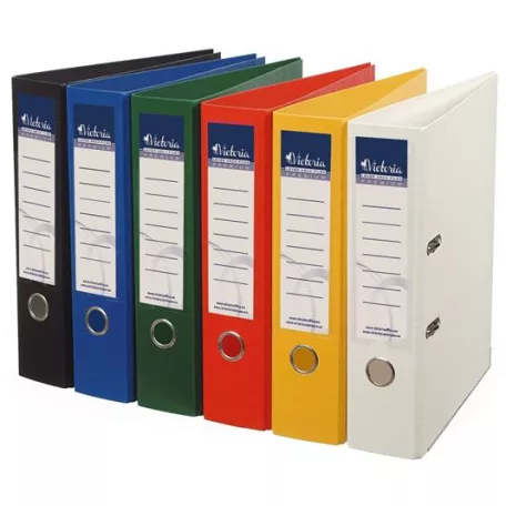 VICTORIA OFFICE Iratrendező, 75 mm, A4, PP/PP, élvédő sínnel, VICTORIA OFFICE, "Premium", fekete