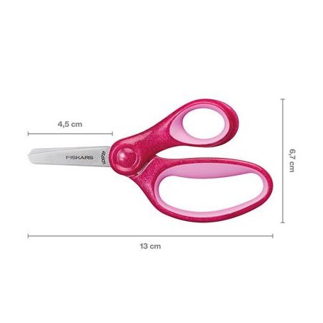FISKARS Olló, óvodai, 13 cm, FISKARS, csillámos rózsaszín