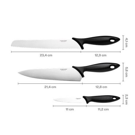 FISKARS Késkészlet, kezdő, 3 darabos, FISKARS "Essential"