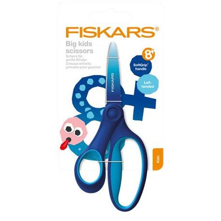 FISKARS Olló, iskolai, 15 cm, balkezes, FISKARS, ombré kék