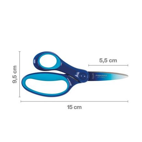 FISKARS Olló, iskolai, 15 cm, balkezes, FISKARS, ombré kék