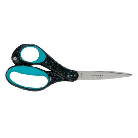 FISKARS Olló, ifjúsági, 20 cm, balkezes, FISKARS, foltos pávakék
