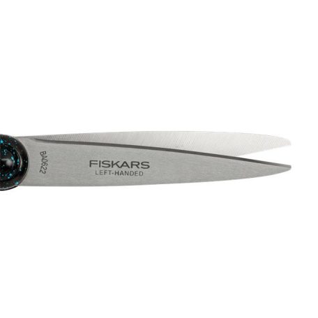 FISKARS Olló, ifjúsági, 20 cm, balkezes, FISKARS, foltos pávakék