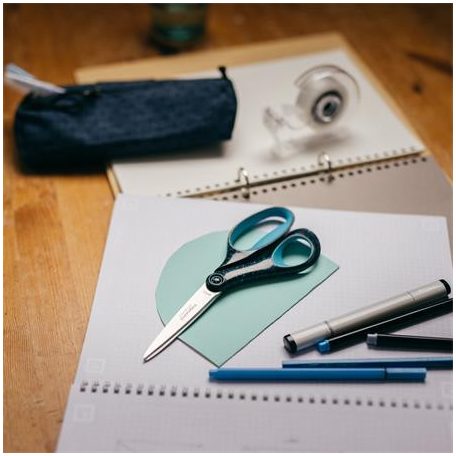 FISKARS Olló, ifjúsági, 20 cm, balkezes, FISKARS, foltos pávakék