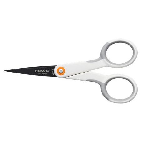 FISKARS Olló, általános, tapadásmentes, 13 cm, FISKARS "MicroTip Titanium", fehér
