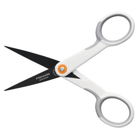 FISKARS Olló, általános, tapadásmentes, 13 cm, FISKARS "MicroTip Titanium", fehér