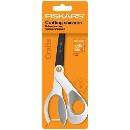 FISKARS Olló, általános, tapadásmentes, 21 cm, FISKARS "Titanium", fehér