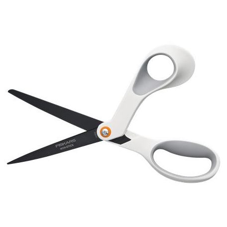 FISKARS Olló, általános, tapadásmentes, 21 cm, FISKARS "Titanium", fehér