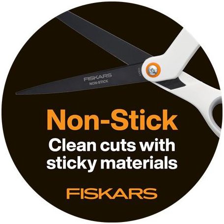 FISKARS Olló, általános, tapadásmentes, 21 cm, FISKARS "Titanium", fehér