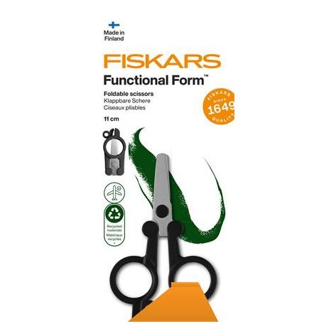 FISKARS Olló, összecsukható, 11 cm, FISKARS "Functional Form Renew", fekete