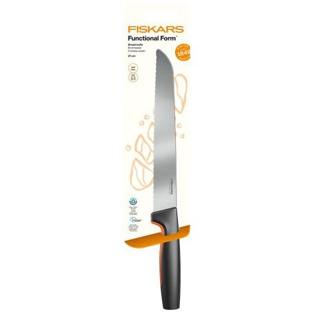 FISKARS Kenyérvágókés, 21 cm, FISKARS "Functional Form GRS" fekete