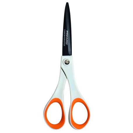 FISKARS Olló, általános, tapadásmentes, 17 cm, FISKARS "Non-Stick", fehér