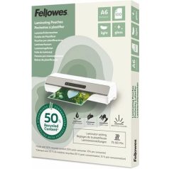   FELLOWES Meleglamináló fólia, 80 mikron, A6, fényes, 100 db, FELLOWES "Light"