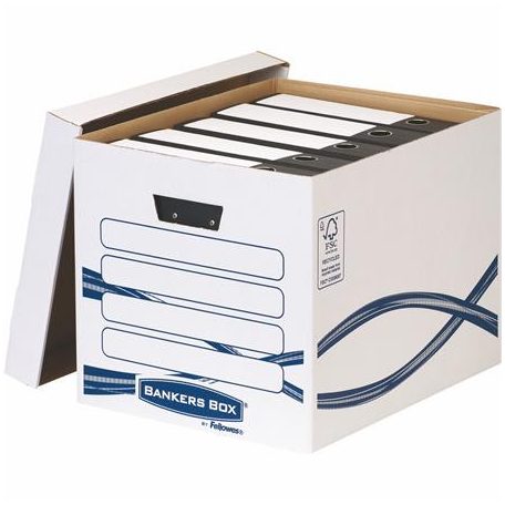 FELLOWES Archiválókonténer, karton, FELLOWES, "Bankers Box Basic Tall", kék-fehér