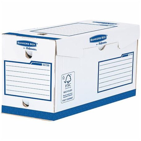 FELLOWES Archiválódoboz, extra erős, A4+, 200 mm, FELLOWES "Bankers Box Basic", kék- fehér