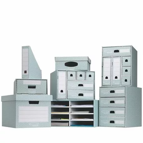 FELLOWES Tároló doboz, karton, 33,3x28,5x39 cm FELLOWES, "Style", zöld-fehér