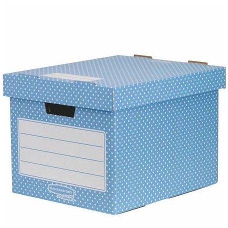 FELLOWES Tároló doboz, karton, 33,3x28,5x39 cm FELLOWES, "Style", kék-fehér