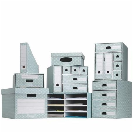FELLOWES Tároló doboz, karton, 33,3x28,5x39 cm FELLOWES, "Style", kék-fehér