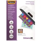 FELLOWES Meleglamináló fólia, 80 mikron, A4, fényes, öntapadó, 100 db, FELLOWES