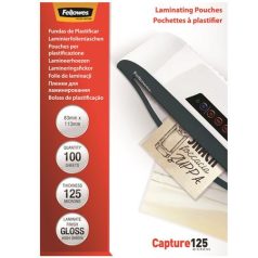   FELLOWES Meleglamináló fólia, 125 mikron, 83x113 mm, fényes, 100 db, FELLOWES