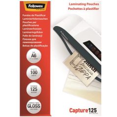   FELLOWES Meleglamináló fólia, 125 mikron, A6, fényes, 100 db, FELLOWES