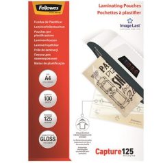   FELLOWES Meleglamináló fólia, 125 mikron, A4, fényes, 100 db, FELLOWES