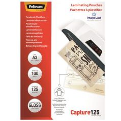   FELLOWES Meleglamináló fólia, 125 mikron, A3, fényes, 100 db, FELLOWES