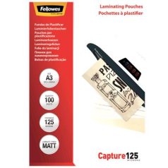   FELLOWES Meleglamináló fólia, 125 mikron, A4, matt, 100 db, FELLOWES