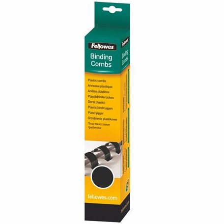 FELLOWES Spirál, műanyag, 8 mm, 21-40 lap, FELLOWES, 25 db, fekete