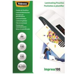   FELLOWES Meleglamináló fólia, 100 mikron, A4, fényes, 100 db, FELLOWES