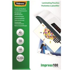   FELLOWES Meleglamináló fólia, 100 mikron, A3, fényes, 100 db, FELLOWES