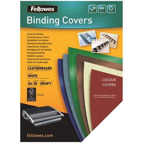 FELLOWES Hátlap, A4, 250 g, matt, FELLOWES "Delta", fehér, 25 db
