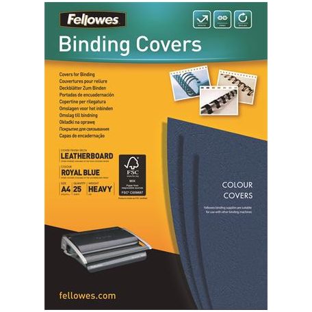 FELLOWES Hátlap, A4, 250 g, matt, FELLOWES "Delta", királykék, 25 db