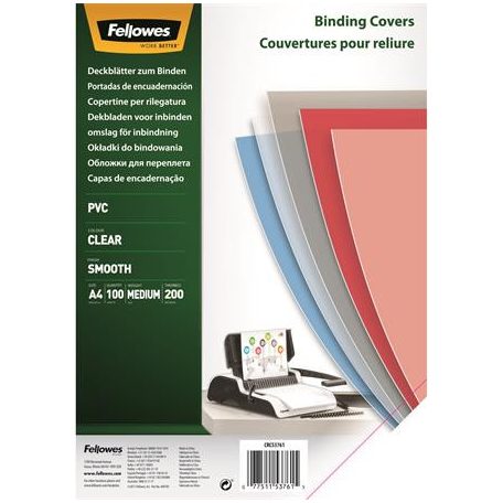 FELLOWES Előlap, A4, 200 mikron, FELLOWES, víztiszta