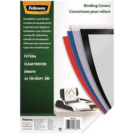 FELLOWES Előlap, A4, 280 mikron, polipropilén, matt, FELLOWES "Futura", tejfehér