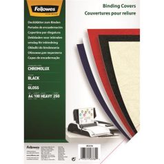   FELLOWES Hátlap, A4, 250 g, fényes, FELLOWES "Chromolux", fekete