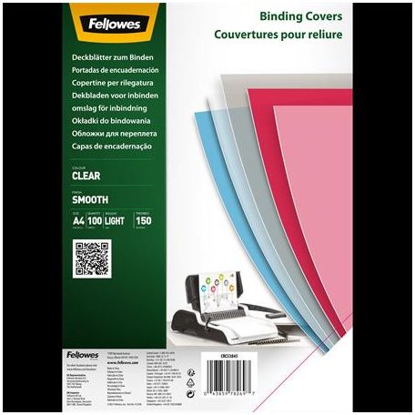 FELLOWES Előlap, A4, 150 mikron, PET, FELLOWES, víztiszta