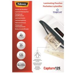  FELLOWES Meleglamináló fólia, 125 mikron, A5, fényes, 25 db, FELLOWES
