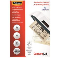   FELLOWES Meleglamináló fólia, 125 mikron, A4, fényes, 25 db, FELLOWES