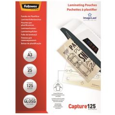   FELLOWES Meleglamináló fólia, 125 mikron, A3, fényes, 25 db, FELLOWES