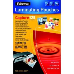   FELLOWES Meleglamináló fólia, 125 mikron, 54x86 mm, fényes, 50 db, FELLOWES