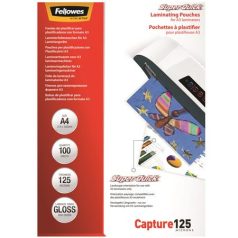   FELLOWES Meleglamináló fólia, 125 mikron, A4, SuperQuick, fényes, 100 db, FELLOWES