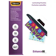   FELLOWES Meleglamináló fólia, 80 mikron, A3, matt, 100 db, FELLOWES
