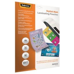   FELLOWES Meleglamináló fólia, 80 mikron, A4, matt, 25 db, FELLOWES "Admire Stylish"